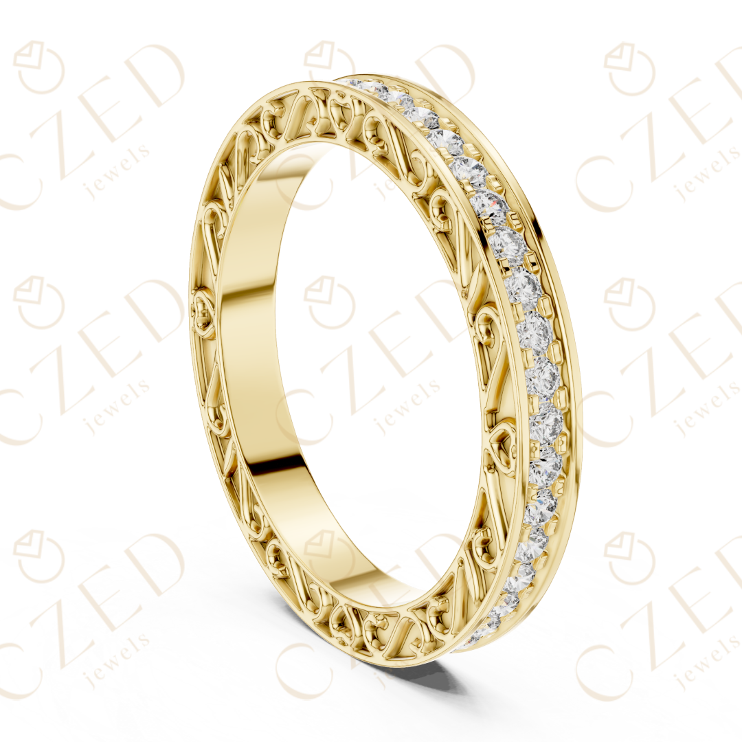 Round Cut Diamond Micro Prong Band Ring