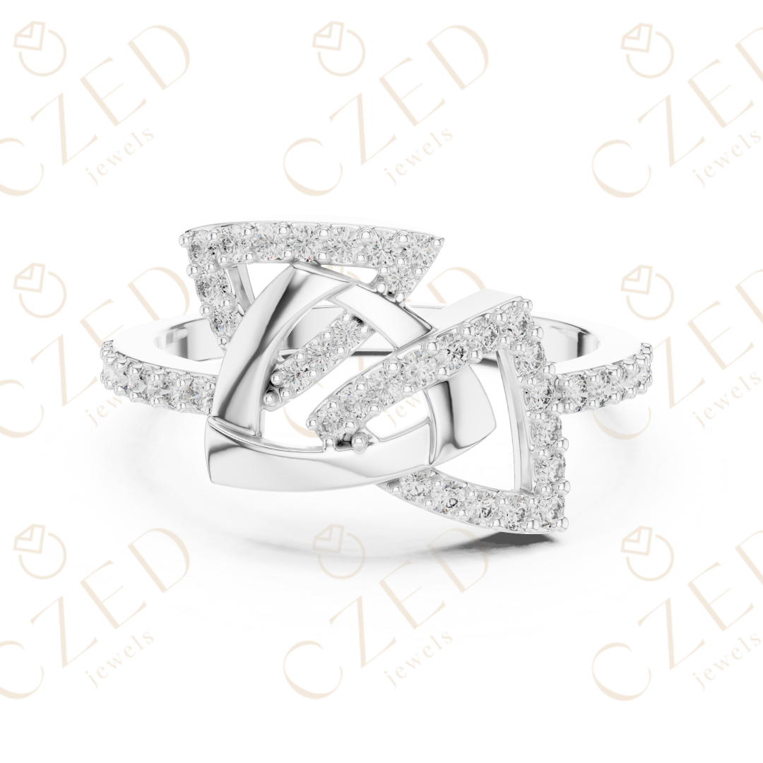 Round Cut Diamond Interlocking Infinity Twist Fashion Ring