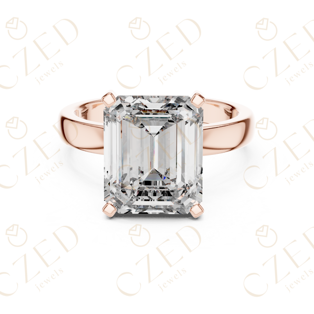 Emerald Cut Diamond Solitaire Engagement Ring