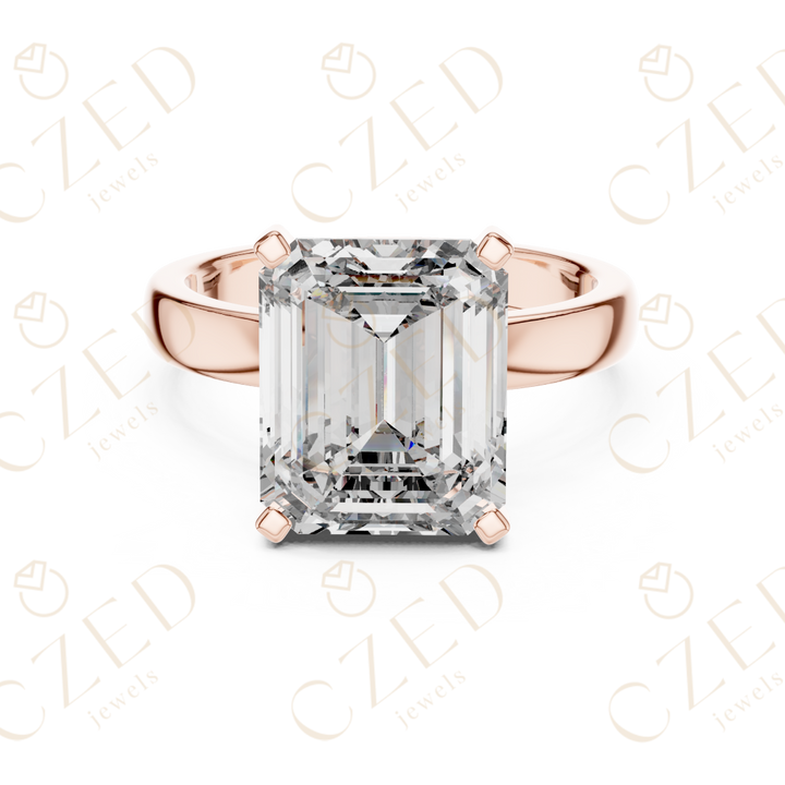 Emerald Cut Diamond Solitaire Engagement Ring