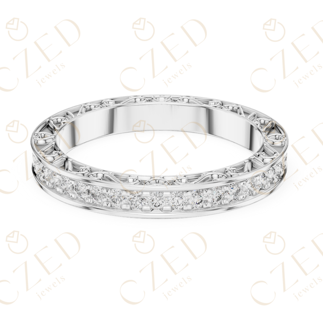 Round Cut Diamond Micro Prong Band Ring