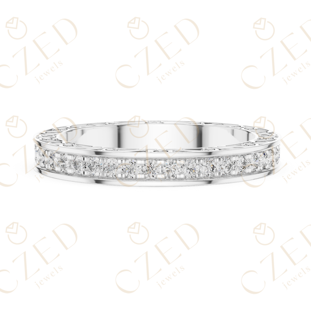 Round Cut Diamond Micro Prong Band Ring