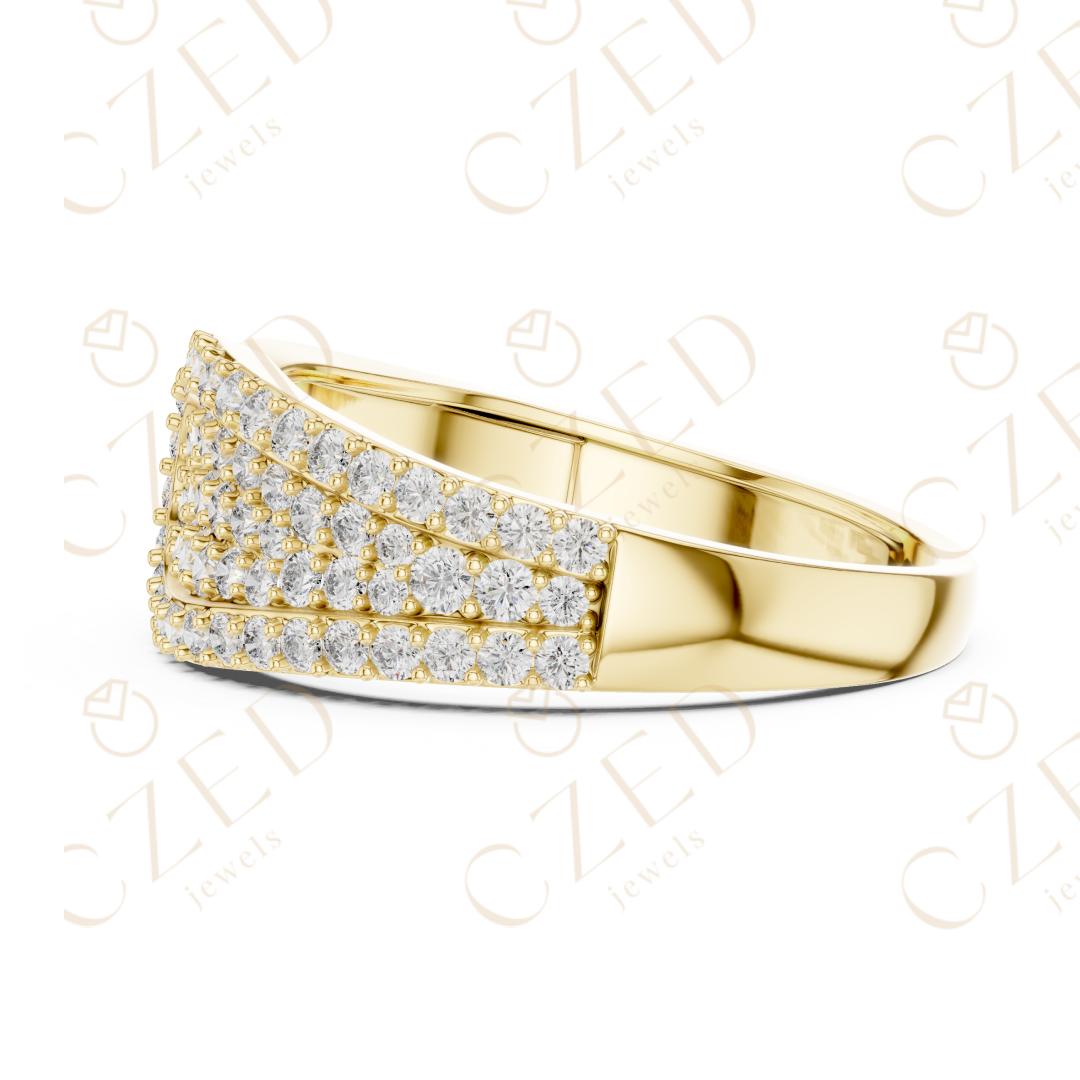 Oval Layered Diamond Cluster Ring with Graduated Pavé Design