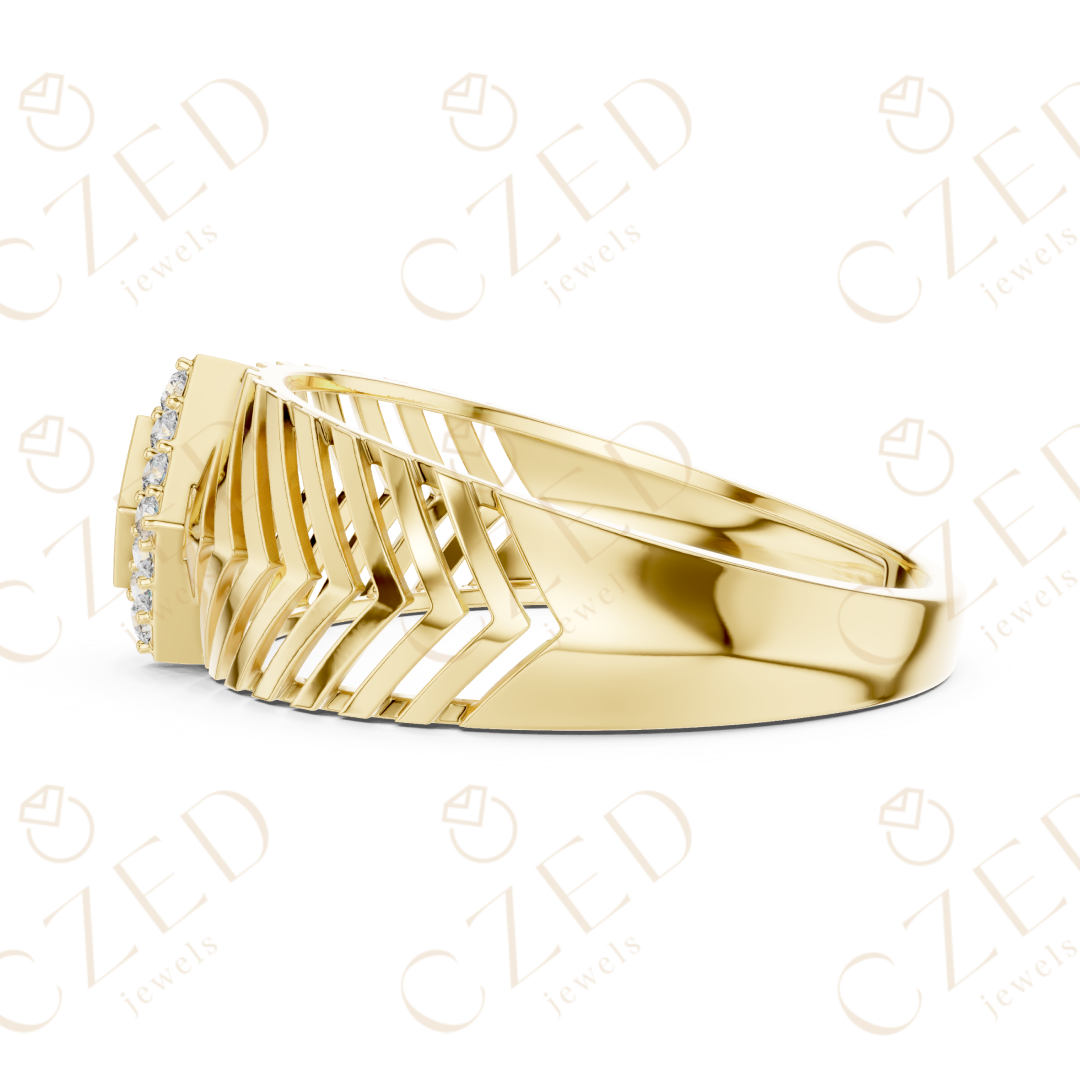 Round Cut Diamond Geometric Panel Band