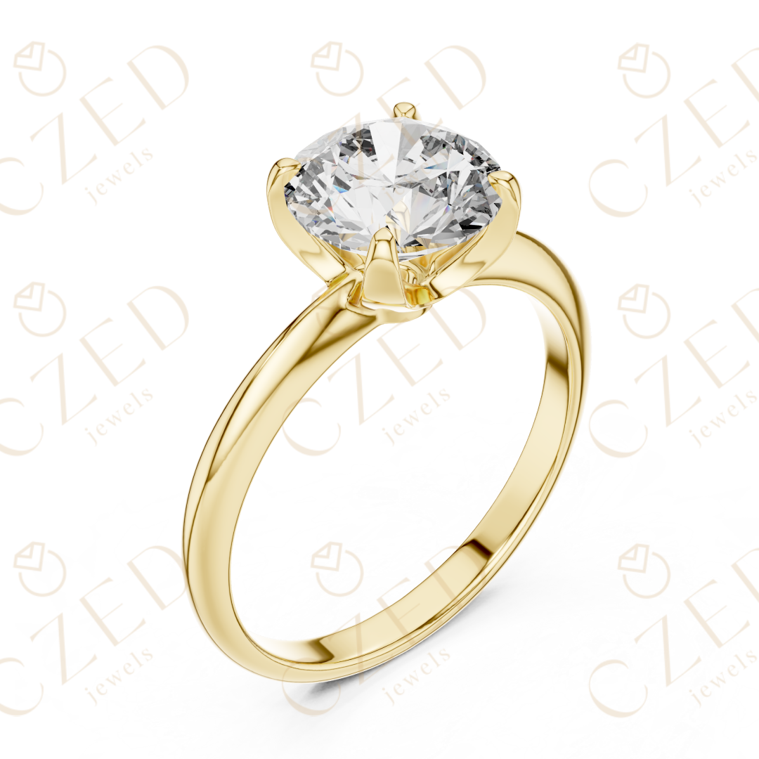 Classic Round Cut Solitaire Diamond Ring with Refined Four Prong Setting