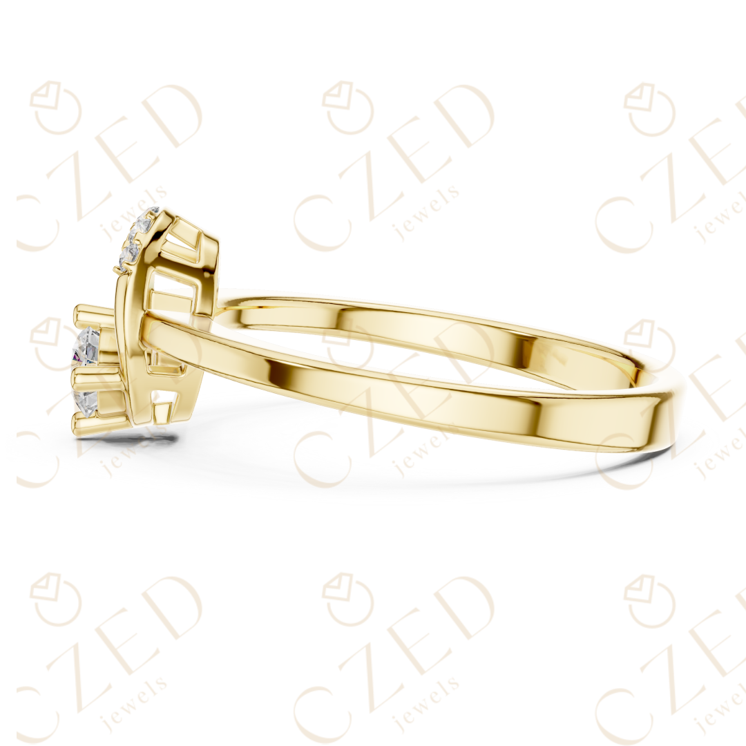 Round Brilliant Solitaire Diamond Ring with Arched Side Accent