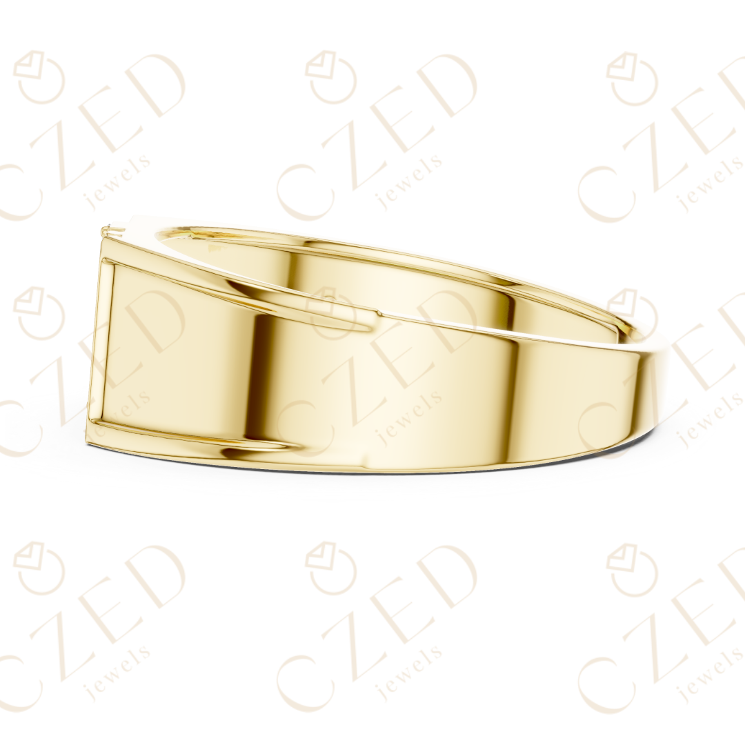 Round Cut Diamond Geometric Chevron Panel Band