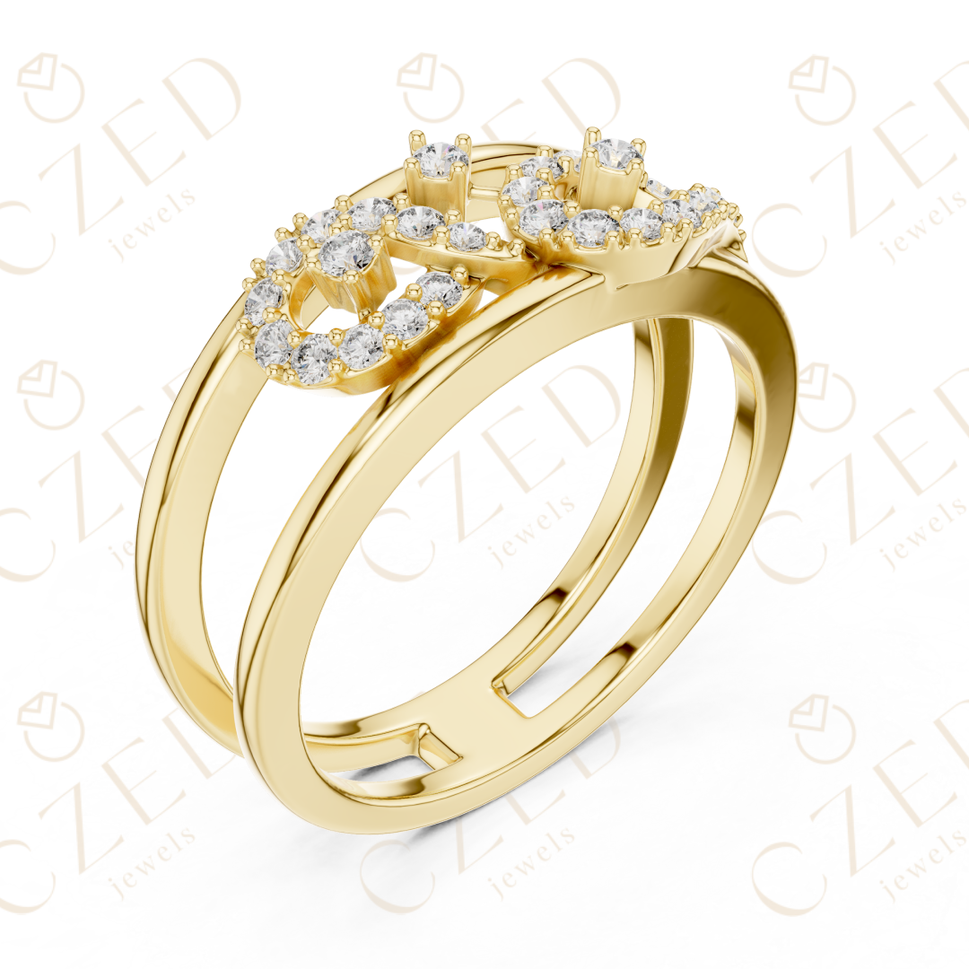 Round Cut Diamond Infinity Twist Pavé Band Ring