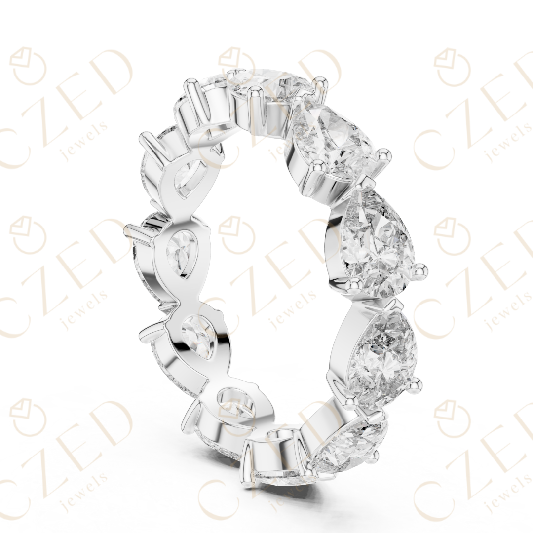 Pear Cut Diamond Eternity Band with Elegant Prong Set Brilliance