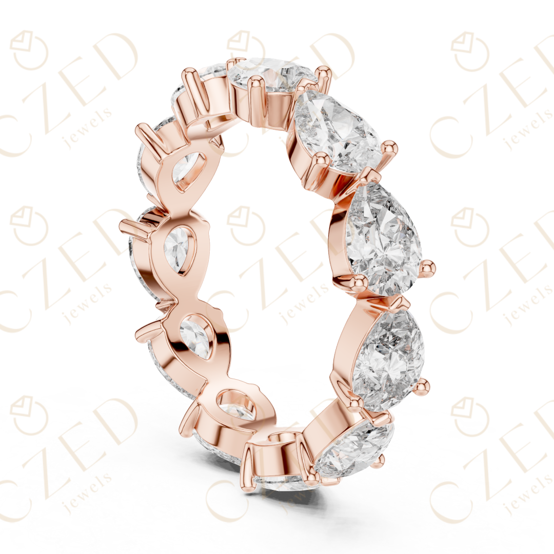Pear Cut Diamond Eternity Band with Elegant Prong Set Brilliance