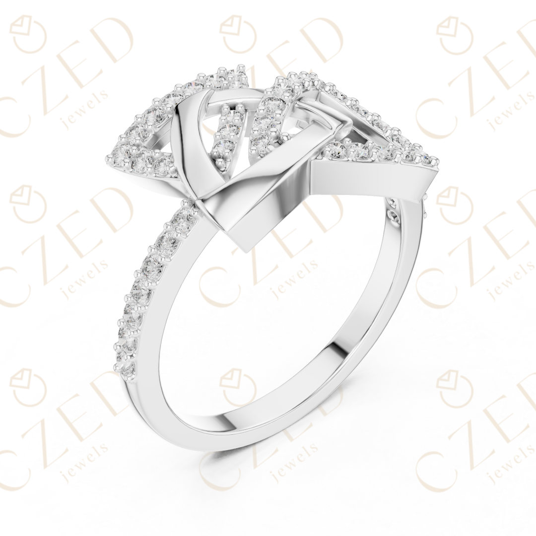 Round Cut Diamond Interlocking Infinity Twist Fashion Ring