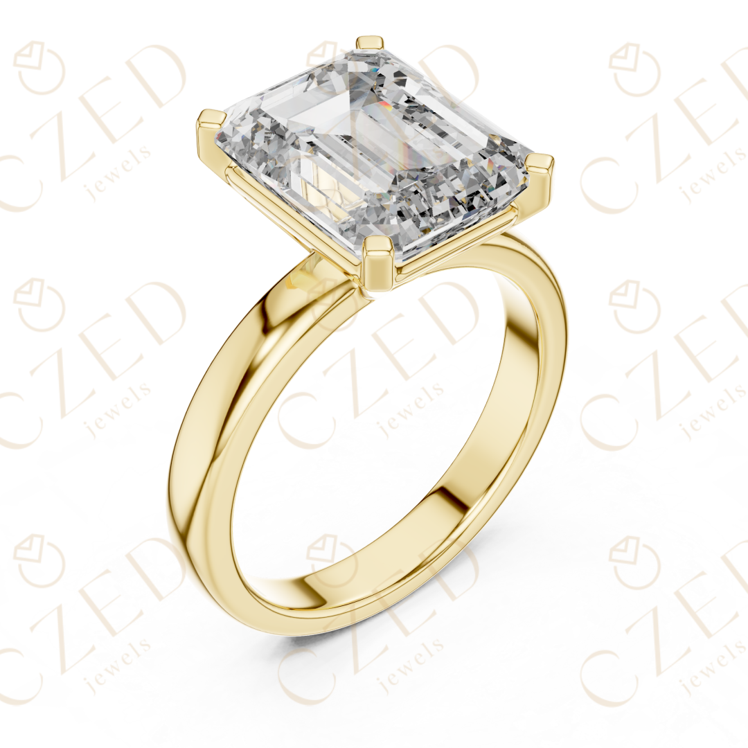 Emerald Cut Diamond Solitaire Engagement Ring