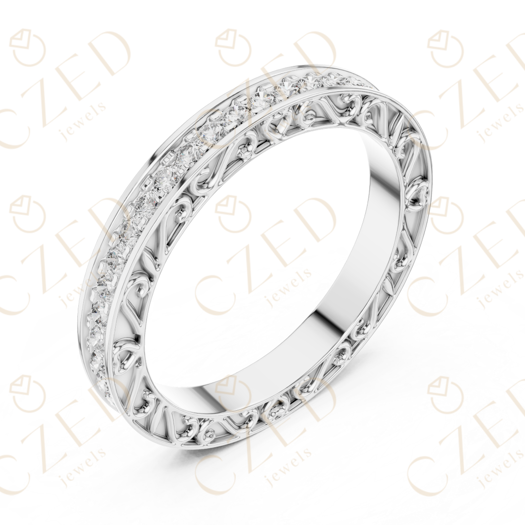 Round Cut Diamond Micro Prong Band Ring