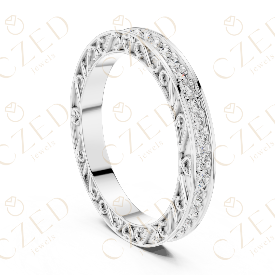 Round Cut Diamond Micro Prong Band Ring