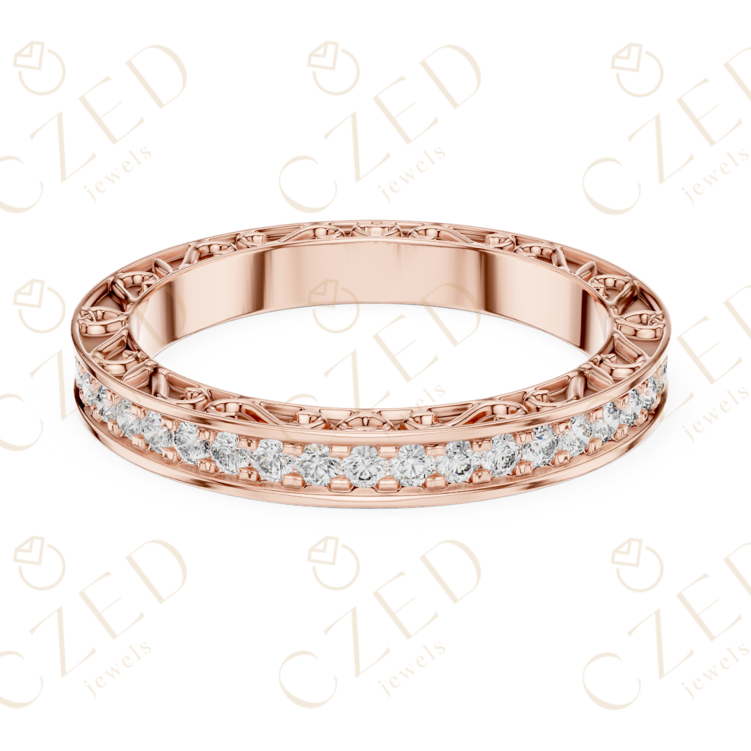 Round Cut Diamond Micro Prong Band Ring