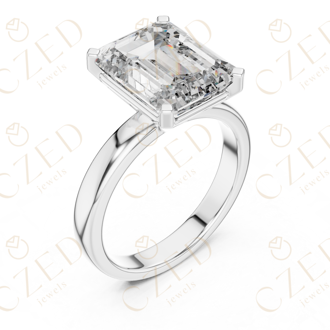 Emerald Cut Diamond Solitaire Engagement Ring