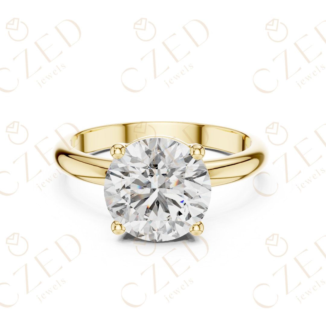 Round Cut Solitaire Diamond Ring with Timeless Classic Band