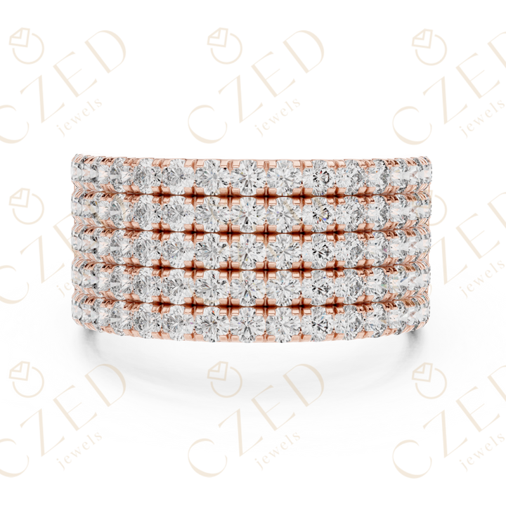 Round Cut Diamond Wide Eternity Band Ring