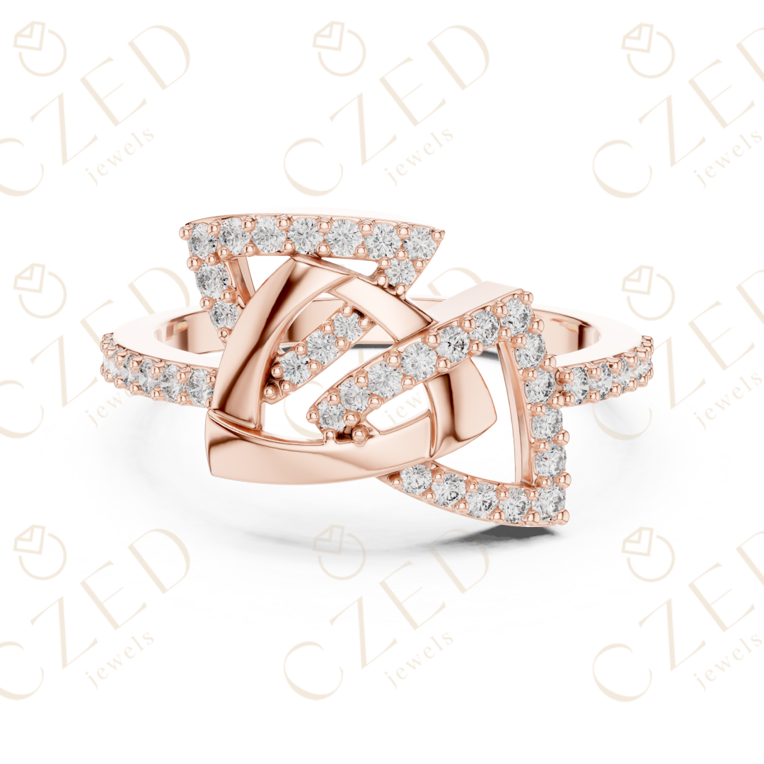 Round Cut Diamond Interlocking Infinity Twist Fashion Ring