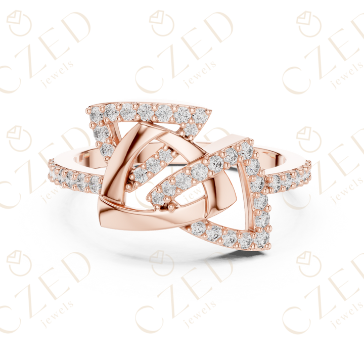 Round Cut Diamond Interlocking Infinity Twist Fashion Ring