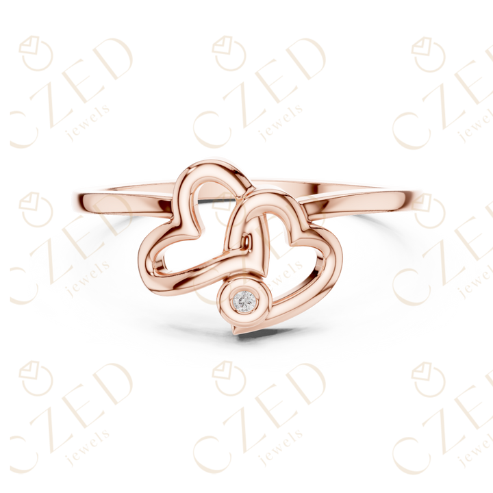 Round Diamond Open Heart Motif Fashion Ring