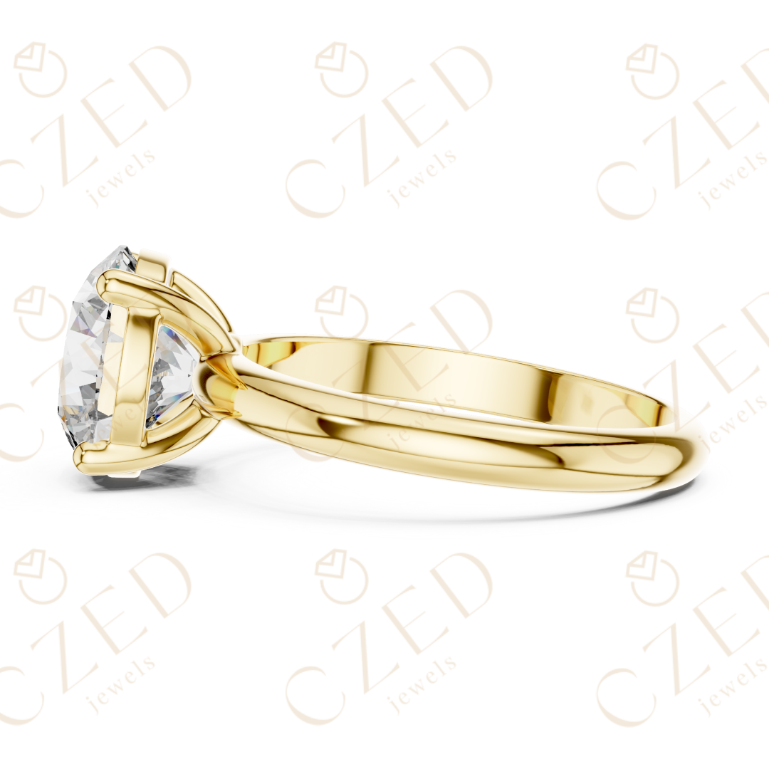 Round Cut Solitaire Diamond Ring with Timeless Classic Band