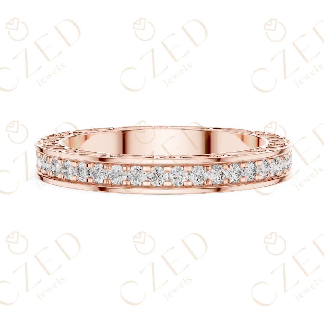 Round Cut Diamond Micro Prong Band Ring