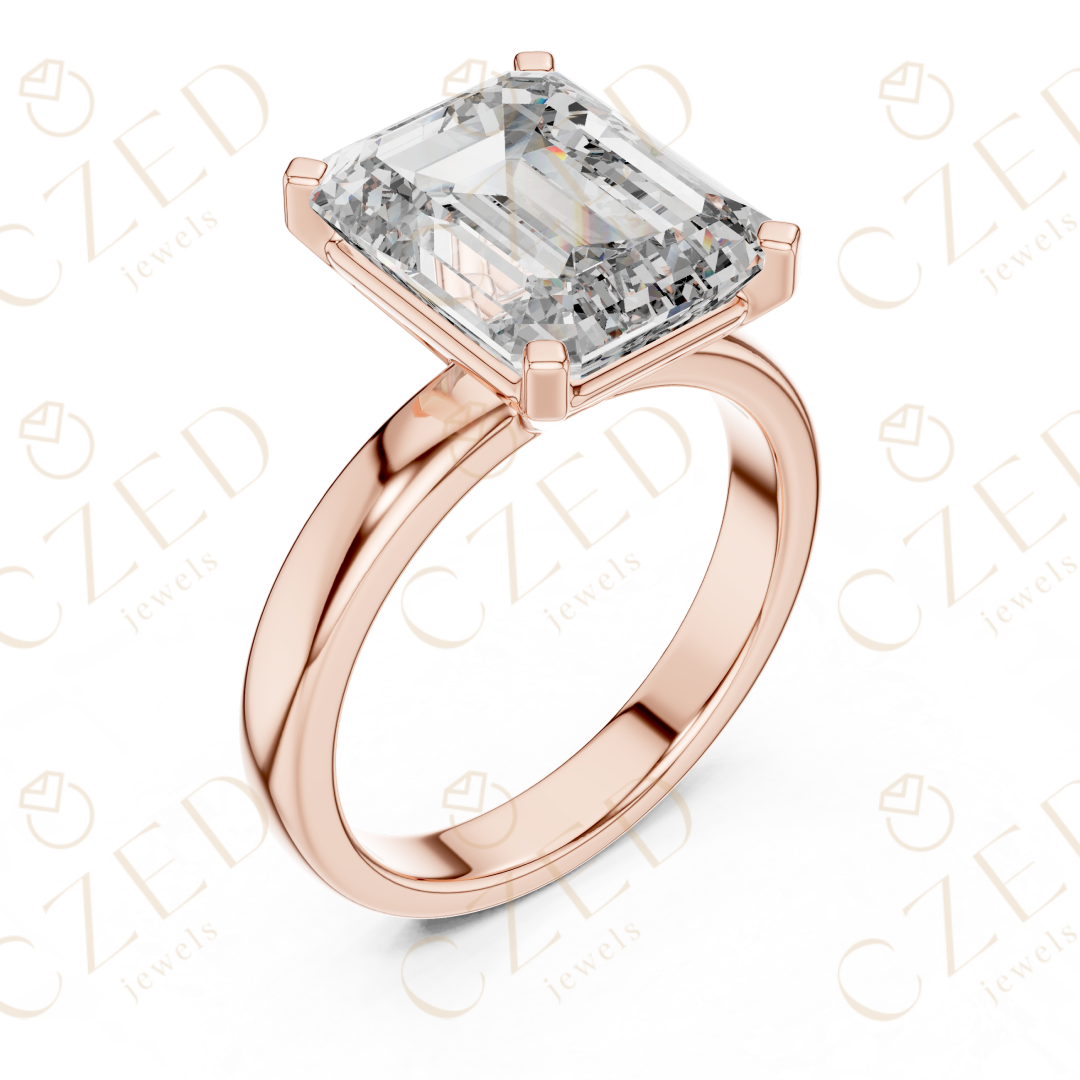 Emerald Cut Diamond Solitaire Engagement Ring