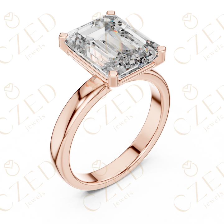 Emerald Cut Diamond Solitaire Engagement Ring