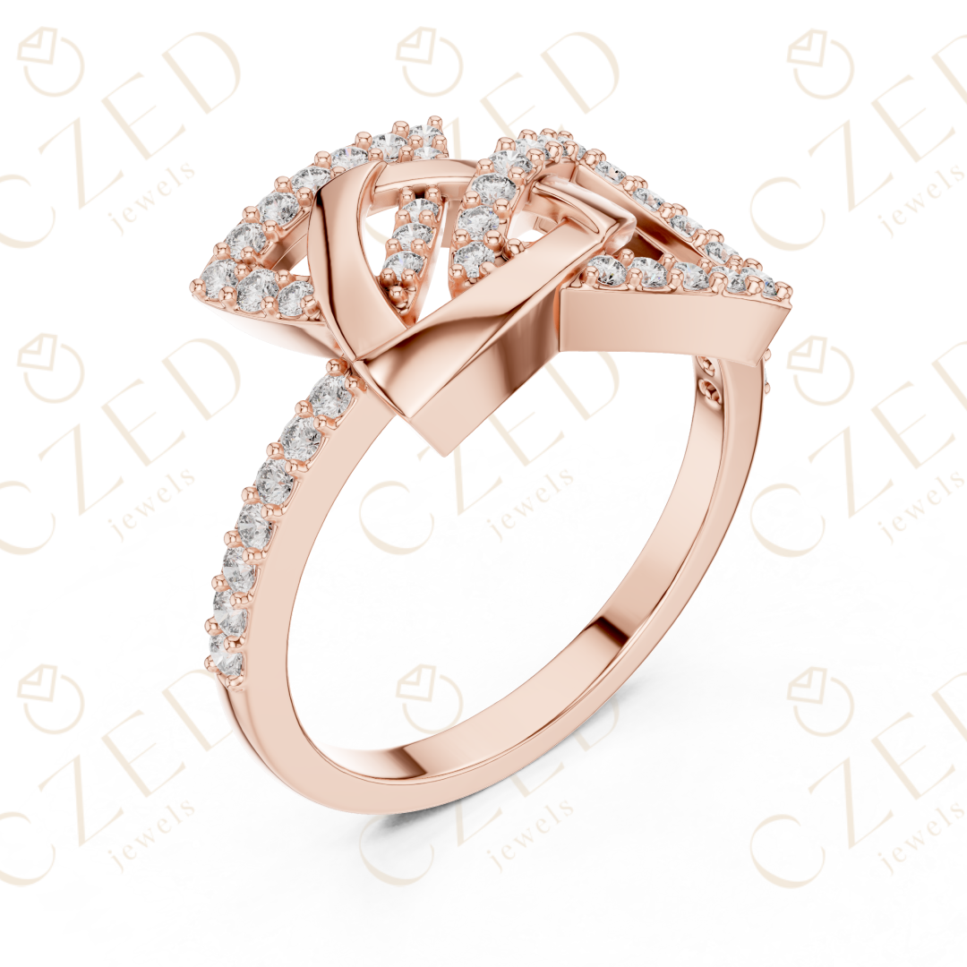 Round Cut Diamond Interlocking Infinity Twist Fashion Ring