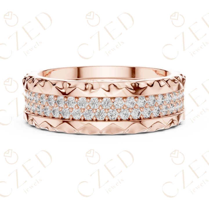 Round Brilliant Diamond Band with Textured Edge Design