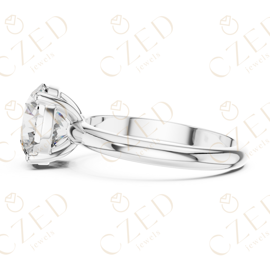 Round Cut Solitaire Diamond Ring with Timeless Classic Band