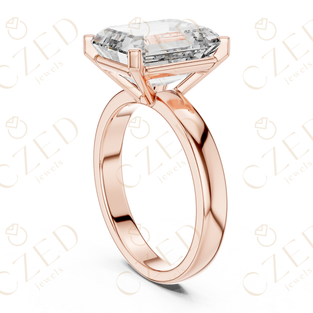 Emerald Cut Diamond Solitaire Engagement Ring