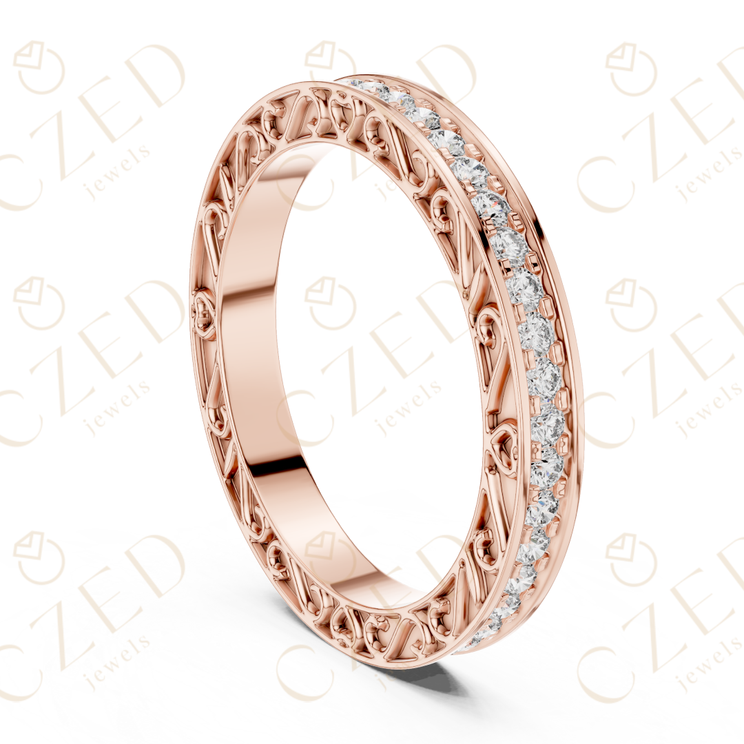 Round Cut Diamond Micro Prong Band Ring