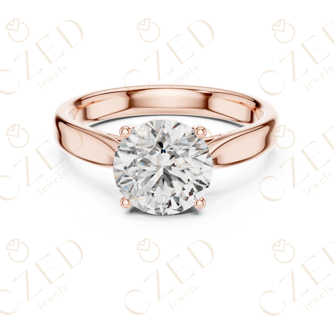 Round Cut Solitaire Diamond Engagement Ring with Classic Four Prong Setting