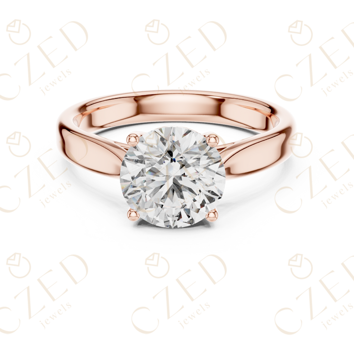 Round Cut Solitaire Diamond Engagement Ring with Classic Four Prong Setting