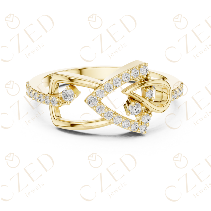 Round Cut Diamond Interlaced Knot Twist Ring