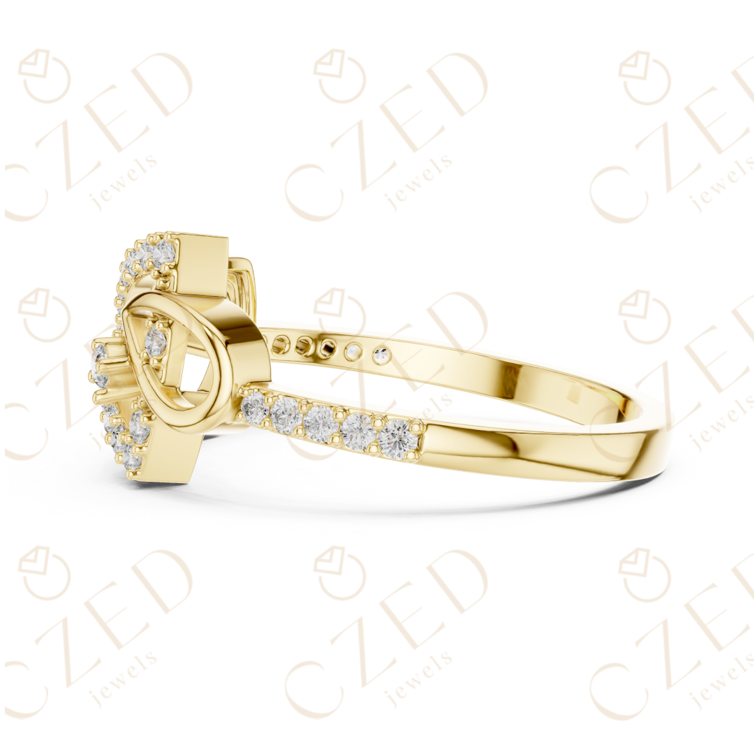 Round Cut Diamond Interlaced Knot Twist Ring