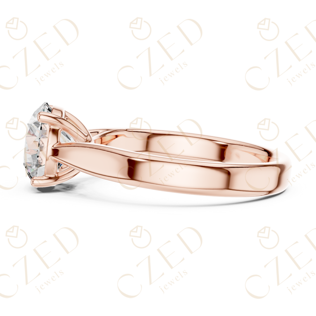 Round Cut Solitaire Diamond Engagement Ring with Classic Four Prong Setting