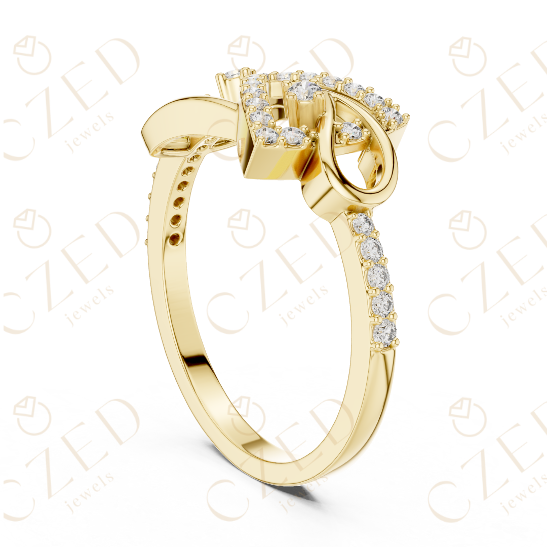 Round Cut Diamond Interlaced Knot Twist Ring