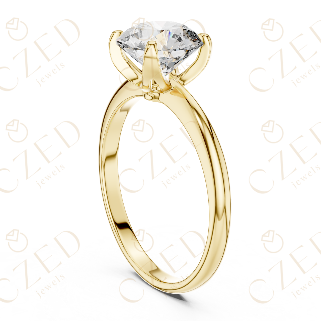 Classic Round Cut Solitaire Diamond Ring with Refined Four Prong Setting