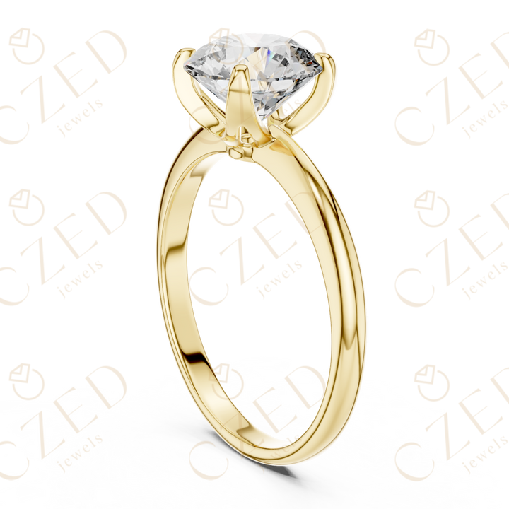 Classic Round Cut Solitaire Diamond Ring with Refined Four Prong Setting