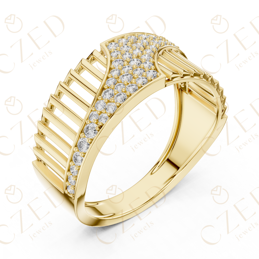 Round Cut Diamond Pavé Twist Openwork Band Ring