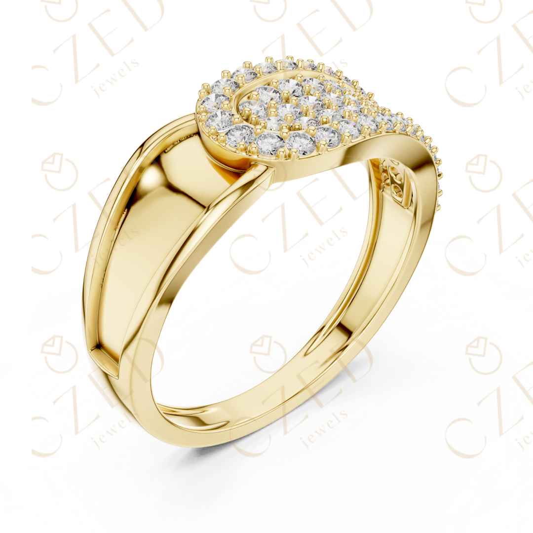 Oval Layered Diamond Cluster Ring with Graduated Pavé Design