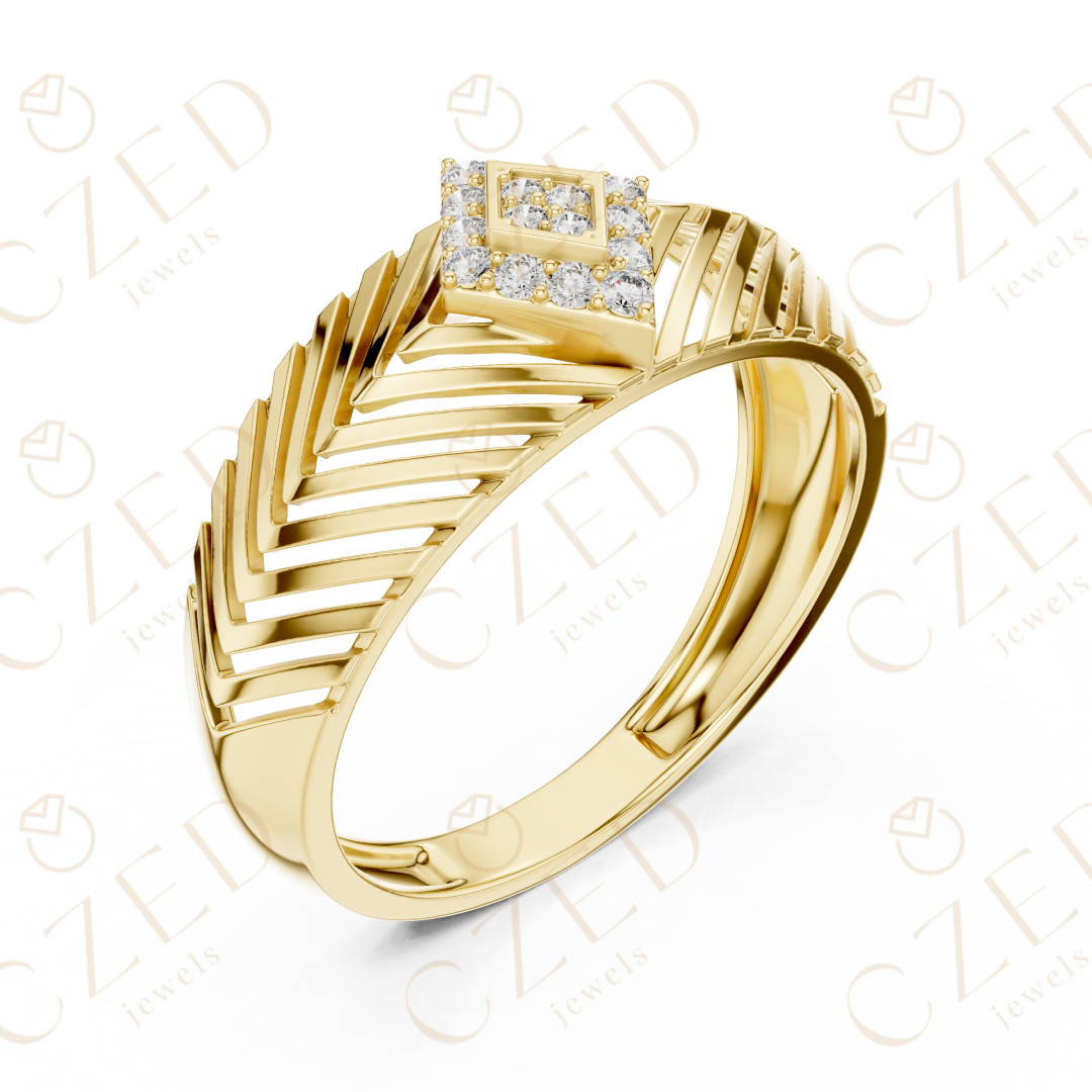 Round Cut Diamond Geometric Panel Band