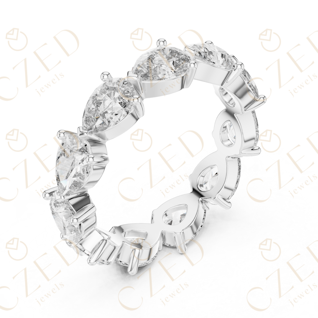 Pear Cut Diamond Eternity Band with Elegant Prong Set Brilliance