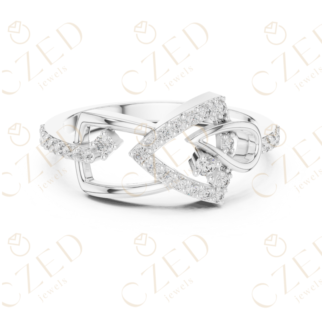 Round Cut Diamond Interlaced Knot Twist Ring