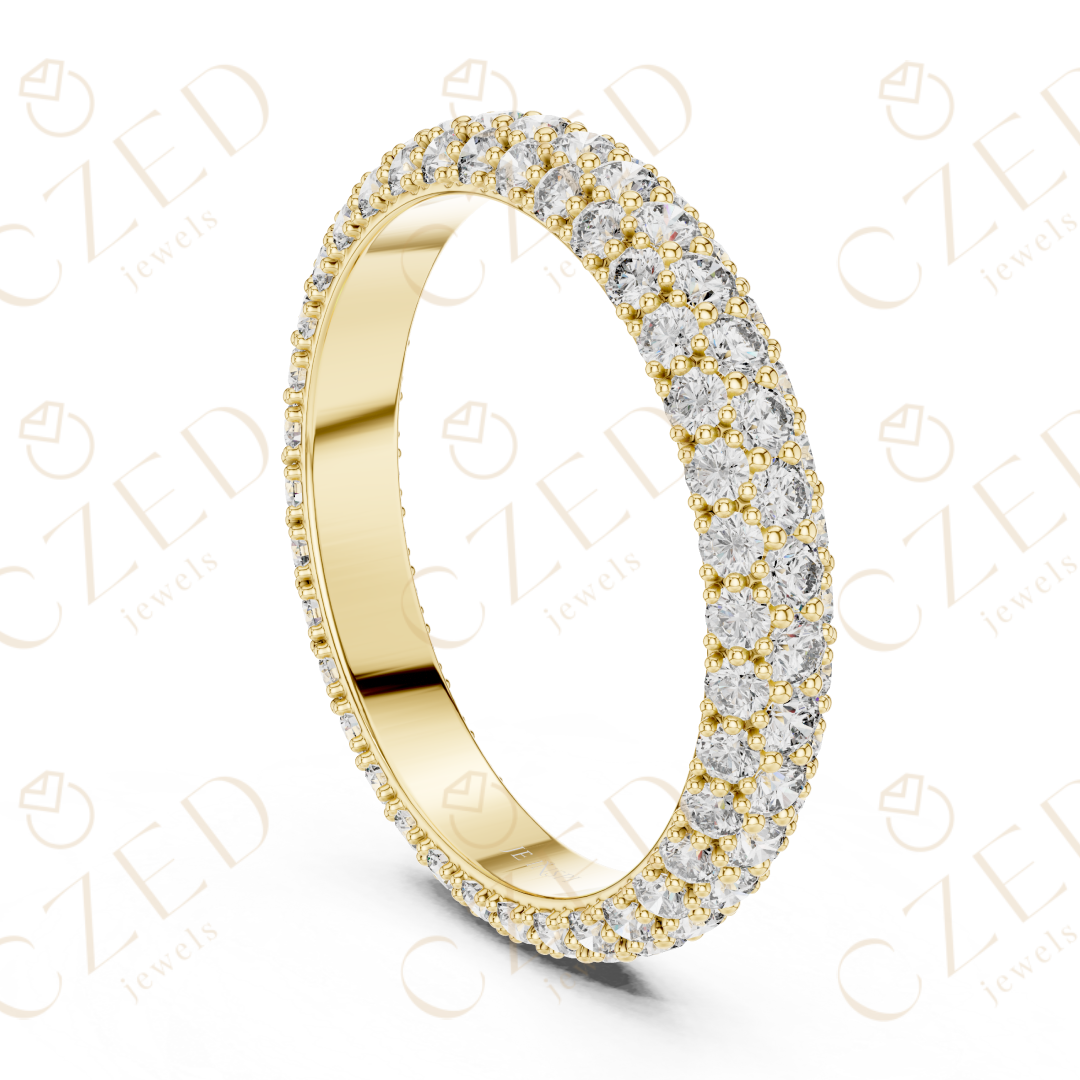 Round Brilliant Diamond Double Row Eternity Band