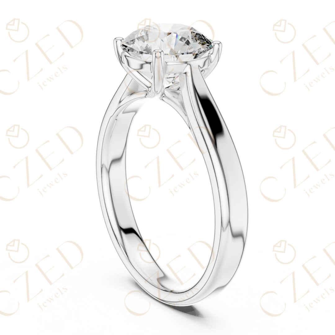 Round Cut Solitaire Diamond Engagement Ring with Classic Four Prong Setting
