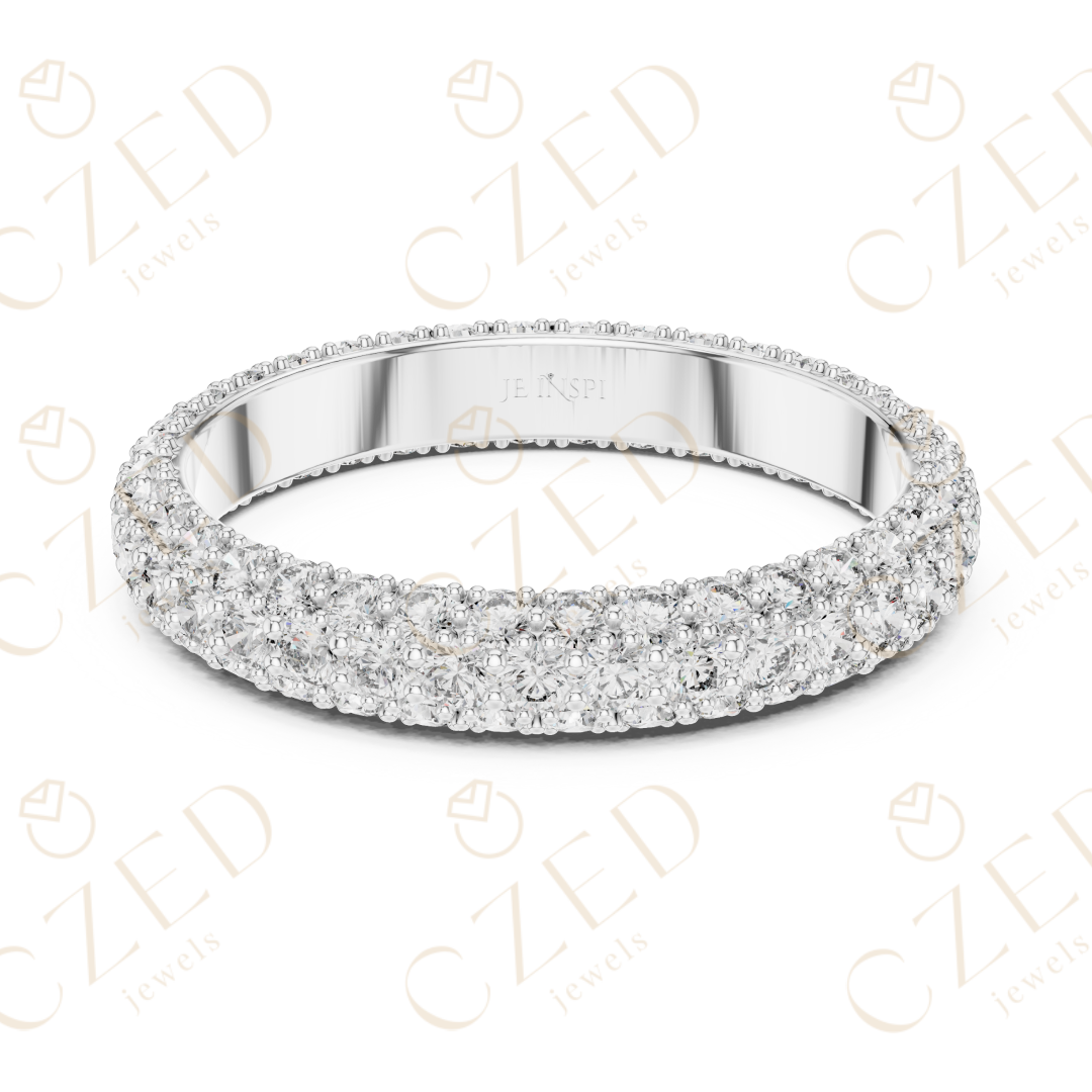 Round Brilliant Diamond Double Row Eternity Band